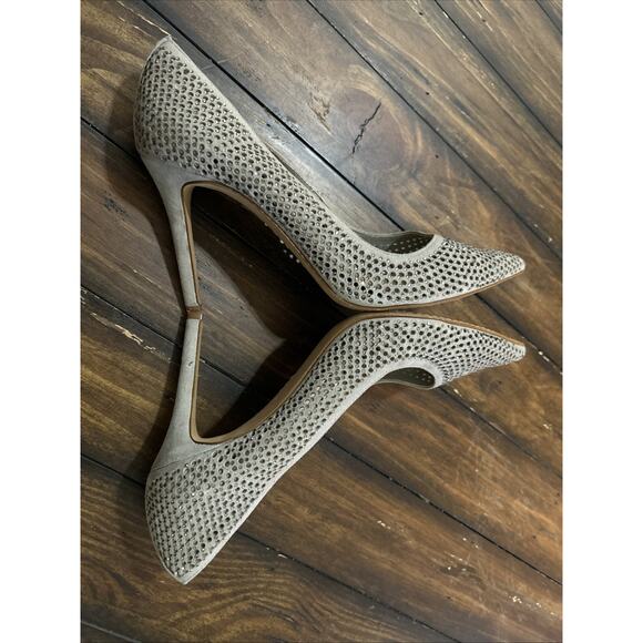Vince Camuto Pointed Toe Mesh Heel Grey Silver Embellishments Size 8.5 - Picture 6 of 11
